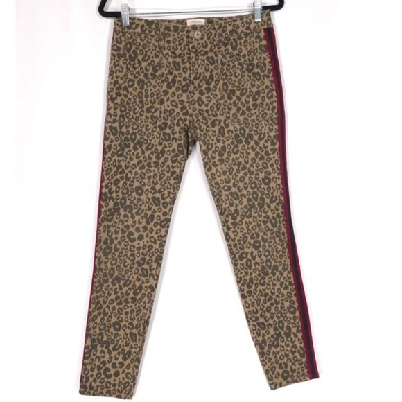 Sanctuary Pant Women 27 Leopard Print Standard Surplus Side Tuxedo Stripe Skinny - Picture 2 of 13